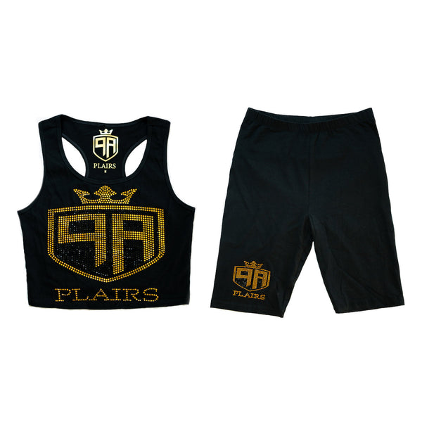 Limited Edition Black Biker Short Crop Top Set