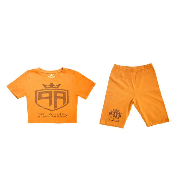 Limited Edition Almond Biker Short Crop Top Set