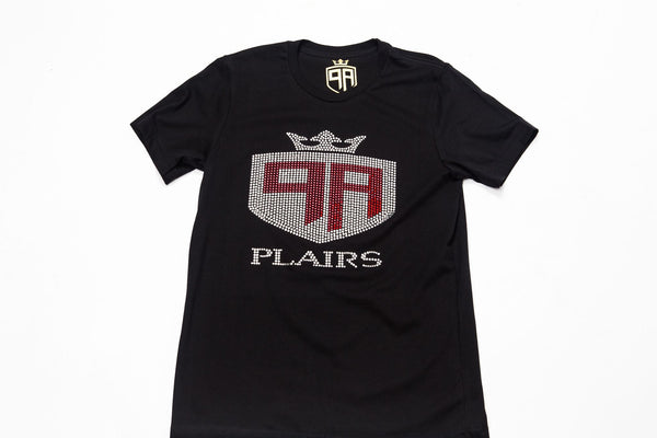 Black Bling T Shirt Silver + Red